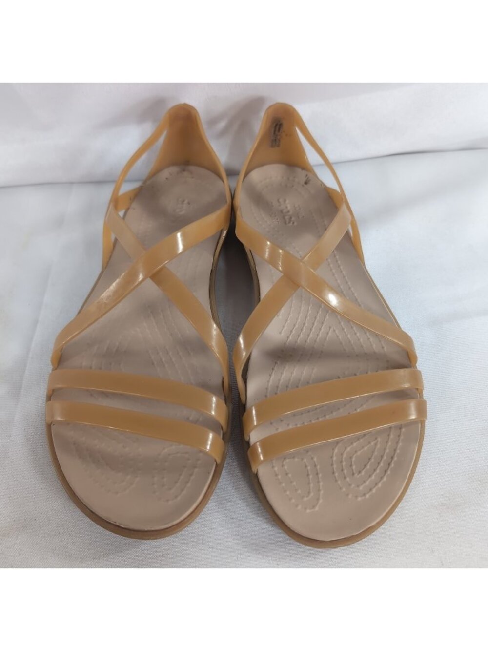Crocs Isabella Cantaloupe Golden Strappy Sandals Women's 8 Shoes Yellow 204915